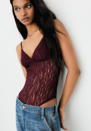 Bershka Body / Bodystocking - dark red