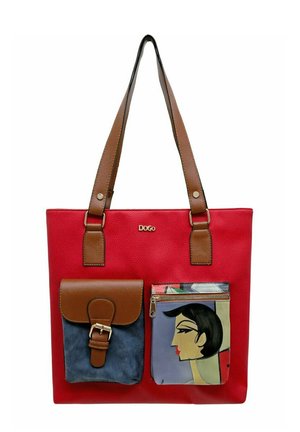 MULTI POCKET CUBIC FACES - Handbag - rot