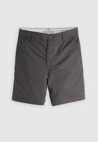 Tummanharmaat chino-shortsit, jotka on valmistettu kevyestä puuvillasekoitteesta. Ominaisuuksiin kuuluvat etutaskut, nappikiinnitys ja suora lahje.