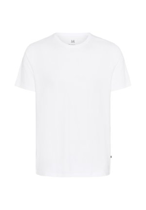 Witte t-shirt met korte mouwen, gemaakt van zachte katoen, met een klassieke ronde hals en een rechte, ontspannen pasvorm. Geen opvallende patronen of accenten.