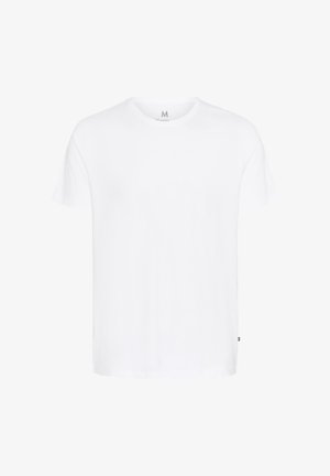 Witte t-shirt met korte mouwen, gemaakt van zachte katoen, met een klassieke ronde hals en een rechte, ontspannen pasvorm. Geen opvallende patronen of accenten.