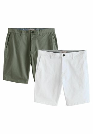 Next SLIM FIT - 2 PACK - Pantaloni scurți - white  sage green