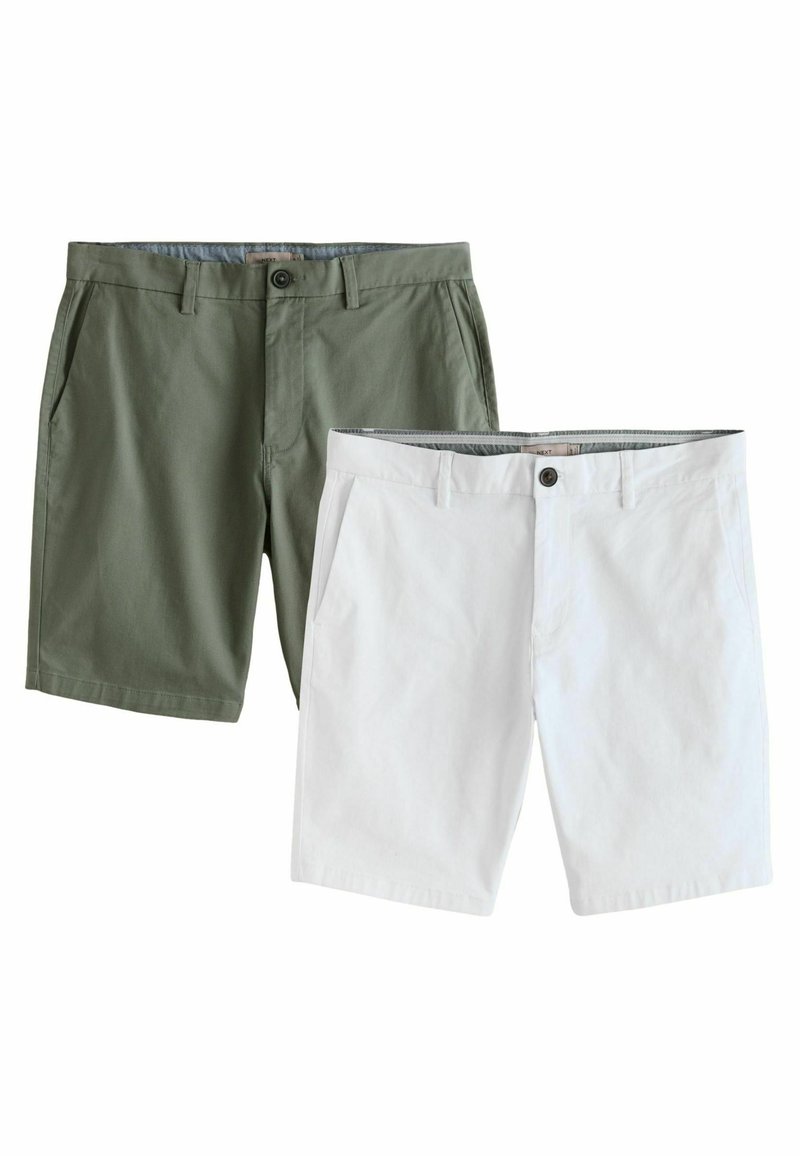 Next SLIM FIT - 2 PACK - Pantaloni scurți - white  sage green