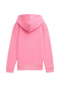 Felpa con cappuccio rosa, con cappuccio aderente, maniche lunghe e polsini a costine. Realizzata in tessuto morbido con una texture liscia e senza motivi visibili.