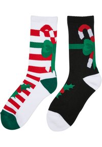 Petites Chaussettes équipage Twin City - Candy Stripe - Vert/noir/blanc - Taille S