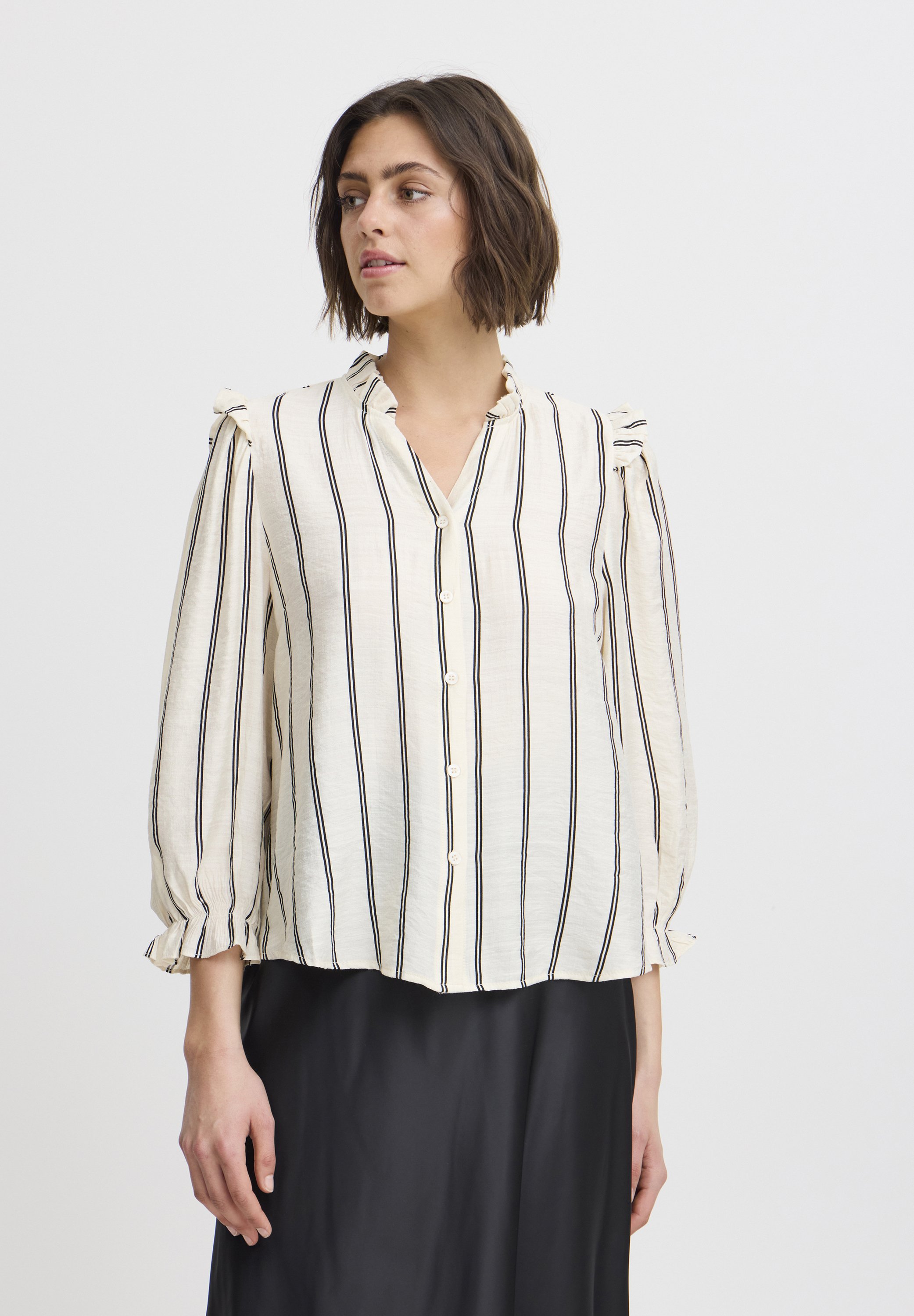 売れ筋商品|||イチ シャツ レディース トップス IXSANJA MS - Button-down blouse - almond milk stripe イチ レディース シャツ トップス IXSANJA MS - Button-down