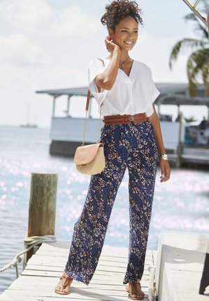 Trousers - blau rosé bedruckt