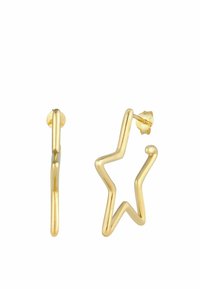 Orecchini in oro con un design a stella caratterizzato da una forma di filo liscio e attorcigliato. Gli orecchini sono dotati di una sicura chiusura a perno e presentano una finitura lucida.