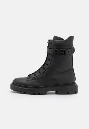 GIOELE FLAT - Lace-up boots - black