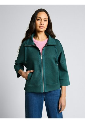 BOXY FIT - Sweatjacke - deep meadow green melange