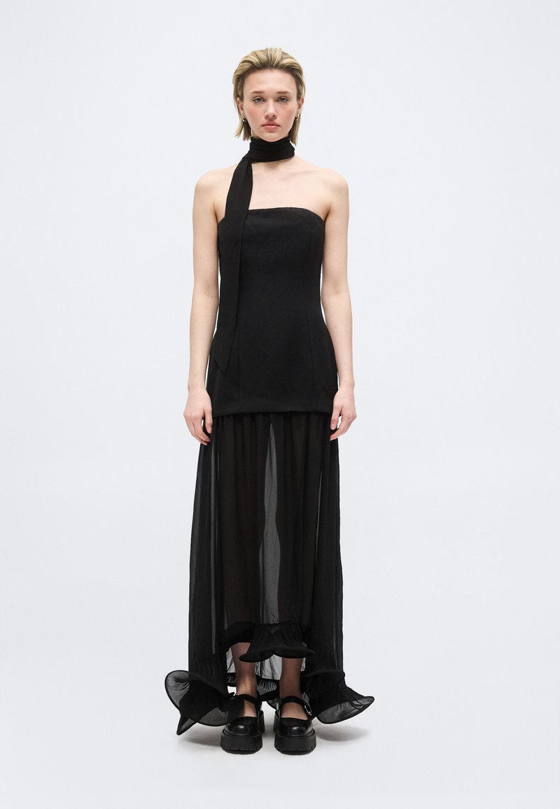women's black flare dress pants RIXO Clarice Linen Midi Black main image 0