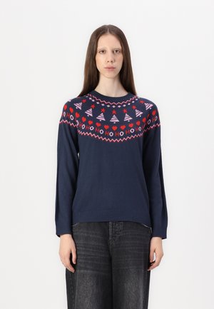 VILA VISANTA CHRISTMAS - Pullover - navy blazer/pink/red