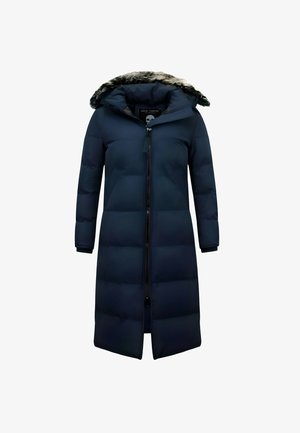 Local Fanatic, WINTERJAS - LANG - NEP BONTKRAAG - FNW - BLAUW - 8606B - Wintermantel - blauw
