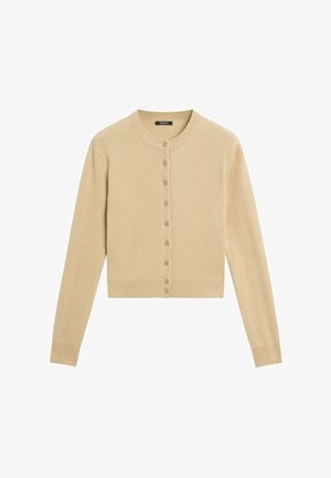 Massimo Dutti, BUTTON-DETAIL KNIT CARDIGAN - Cardigan - camel