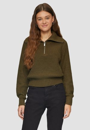 MIT TROYER KRAGEN - Pullover - olivgrün