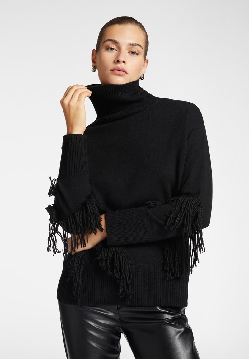Elena Mirò CON FRANGE - Maglione - nero