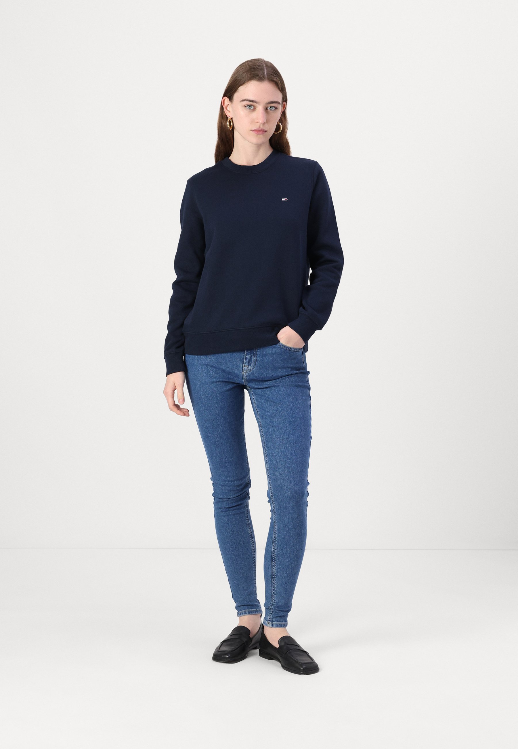 売れ筋商品|||トミーヒルフィガー パーカー・スウェットシャツ レディース アウター FLAG CREW - Sweatshirt - dark night navy Tommy Jeans FLAG CREW - Sweater - dark night navy