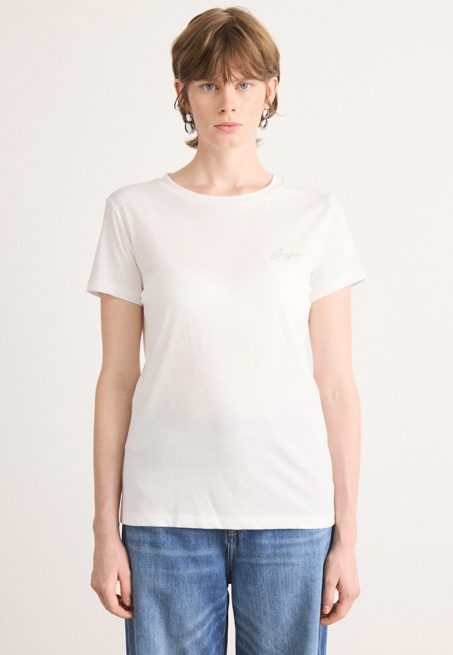 売れ筋商品|||ボス Tシャツ レディース トップス ESOGO - Basic T-shirt - white BOSS ESOGO - T-shirt basic/biały - Zalando.pl