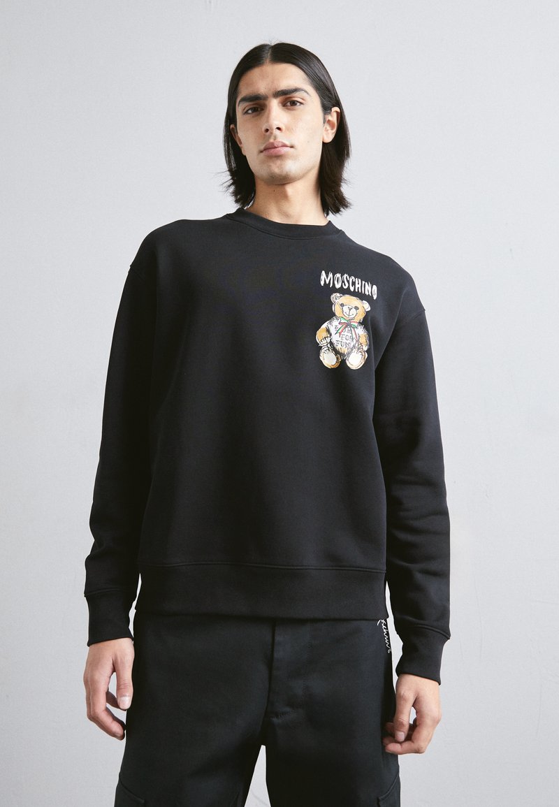 Sudadera Moschino Hombre Negro - Algodón Estampado Osito Glamour Casual