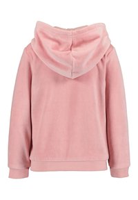 Felpa con cappuccio rosa realizzata in morbido fleece, con una texture liscia, polsini a coste e una vestibilità rilassata con orlo arrotondato.