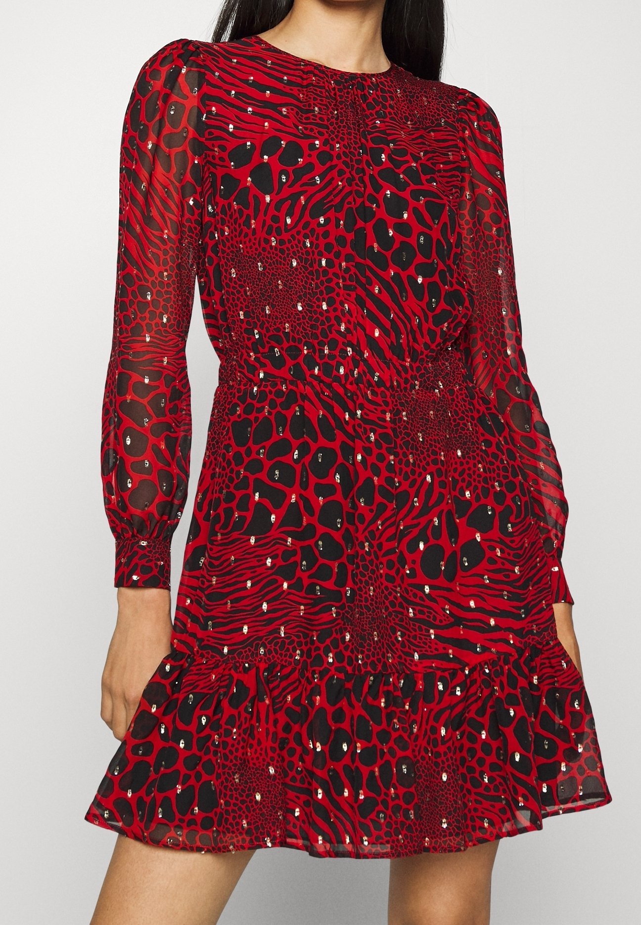 Robe De Cérémonie Femme Rouge Et Noire - Genou, Taille XL, En Polyester, Très Bon état Occasion