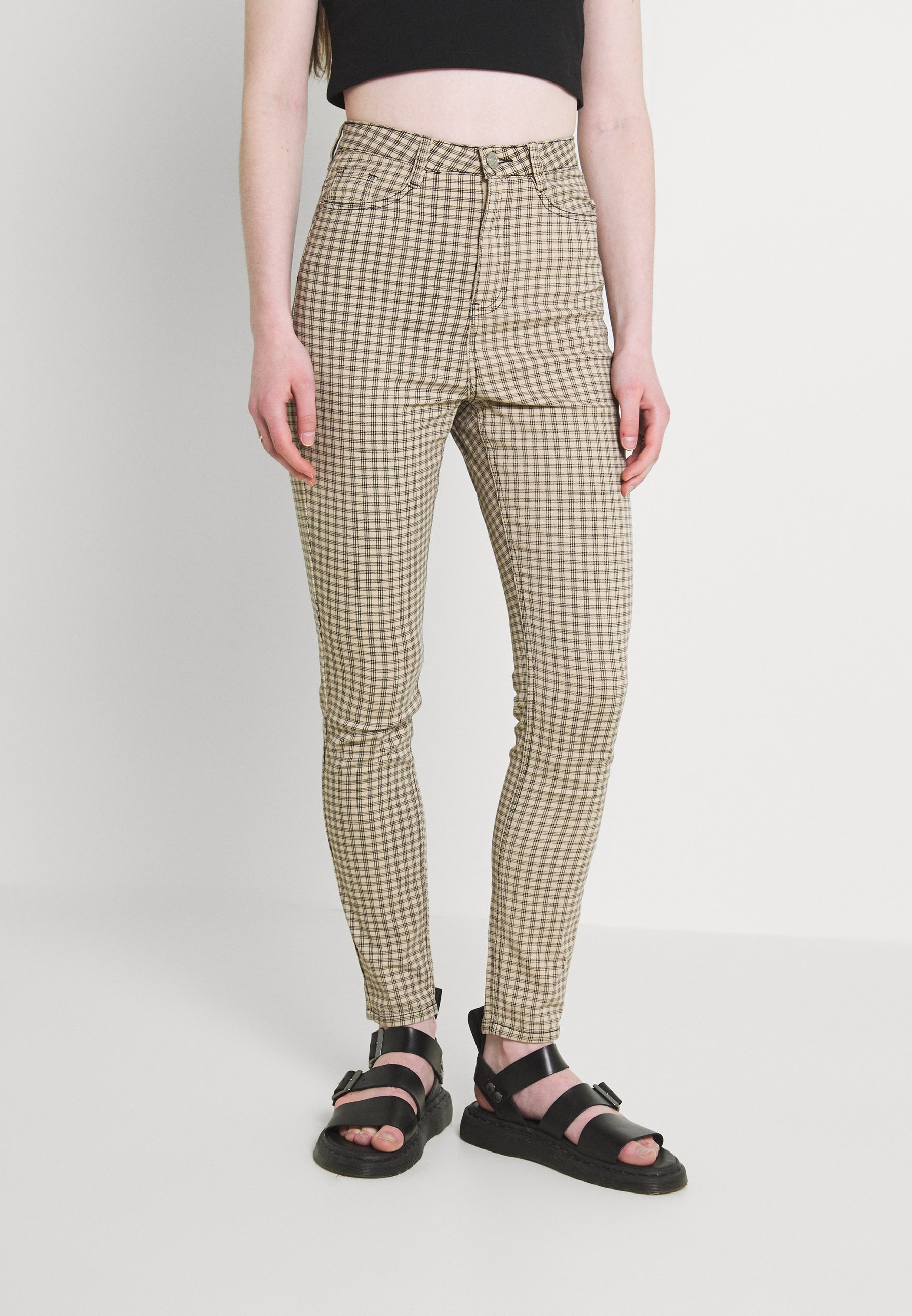 Missguided CHECK SKINNY VICE SPLIT HEM 
