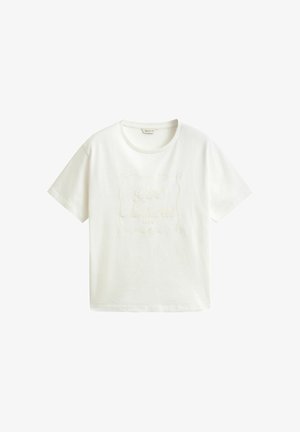 Witte T-shirt met korte mouwen en ronde halslijn, voorzien van subtiele geborduurde tekst "Gant Nantucket 1949" in bijpassende kleur draad aan de voorkant.