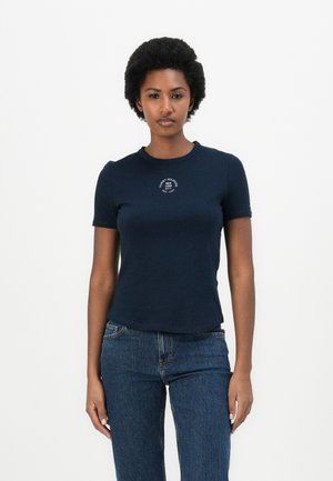 STAMP LOGO SLIM TEE - Print T-shirt - dark night navy