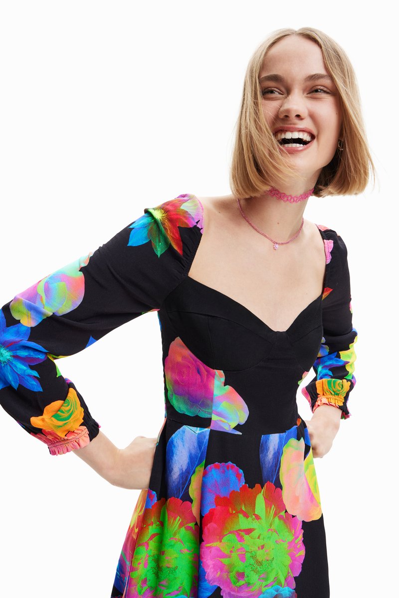 Abito Desigual Vest_Mickey Pat In Denim Elasticizzato, Slim Fit Con Patch Topolino, Donna - 4