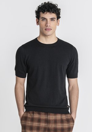 Gianni Kavanagh, GIANNI KAVANAGH T-SHIRTS | MEN BLACK SOFT KNIT TEE - T-Shirt basic - black