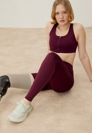 Even&Odd active ADAPTIVE MID RISE SINGLE LEG LEGGING - Κολάν - bordeaux