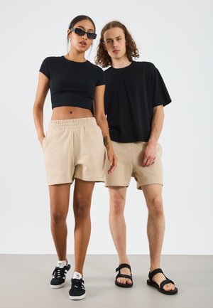 2 PACK UNISEX - Sports shorts - black/tan