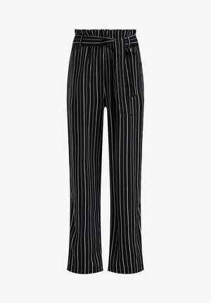 GESTREEPTE - Stoffhose - black