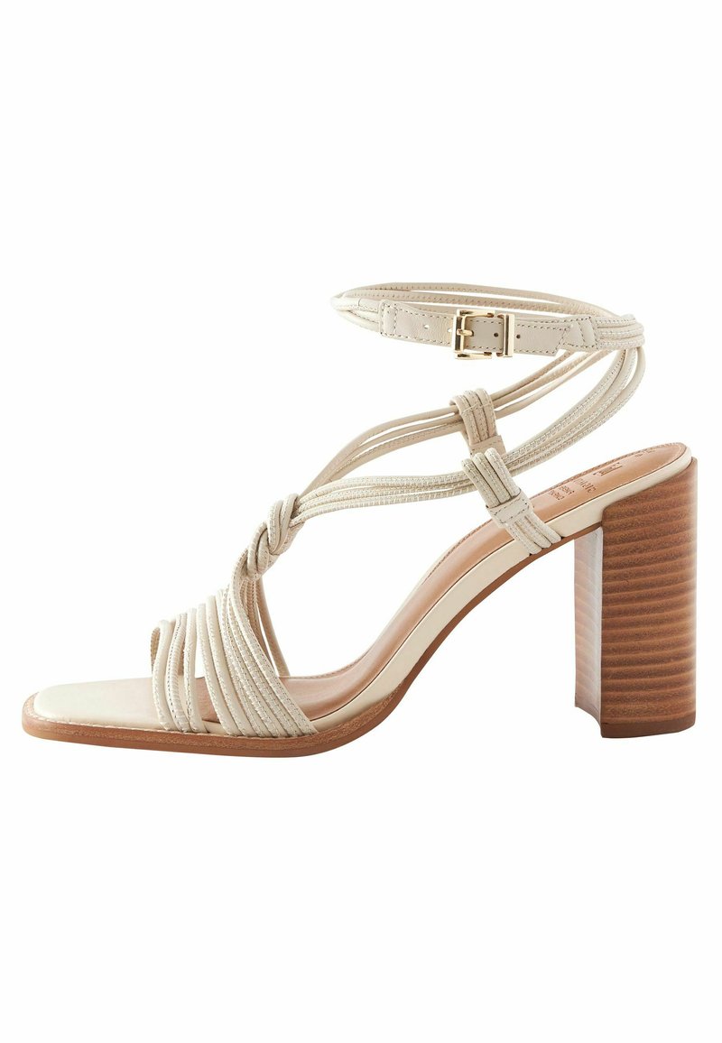 Next SIGNATURE LEATHER KNOTTED STRAP BLOCK HEELED SANDALS Sandals