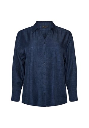 Zizzi, LOCKERE BLUSE MIT V-AUSSCHNITT - Πουκαμίσα με κουμπιά - blau