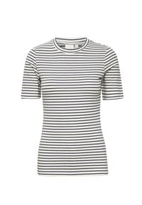 Gestreept T-shirt met korte mouwen in wit en navy, met een ronde halslijn en een aansluitend ontwerp, gemaakt van zacht katoen.