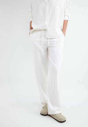 Balmohk, Rustic Wide-Leg Jogger Pants - Bukser - white