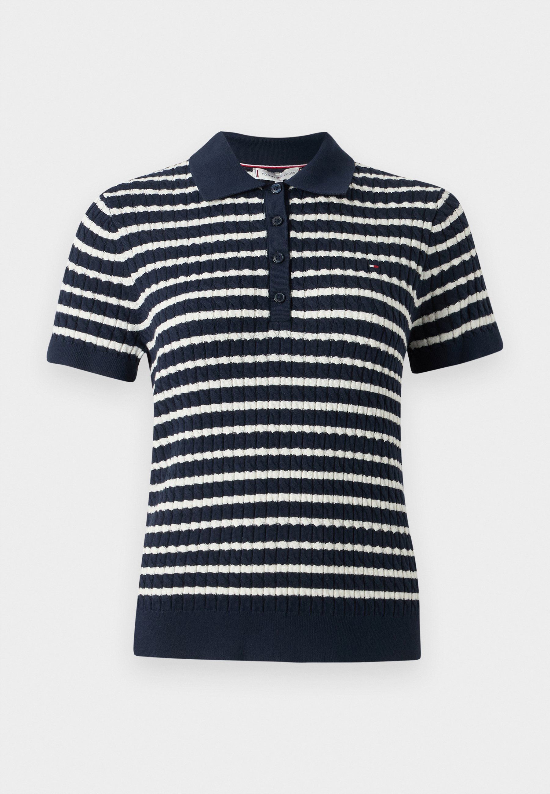 売れ筋商品|||トミー ヒルフィガー Tシャツ レディース トップス CABLE  - Polo shirt - dark night navy/ivory Tommy Hilfiger CABLE - Polo shirt - dark night navy/ivory