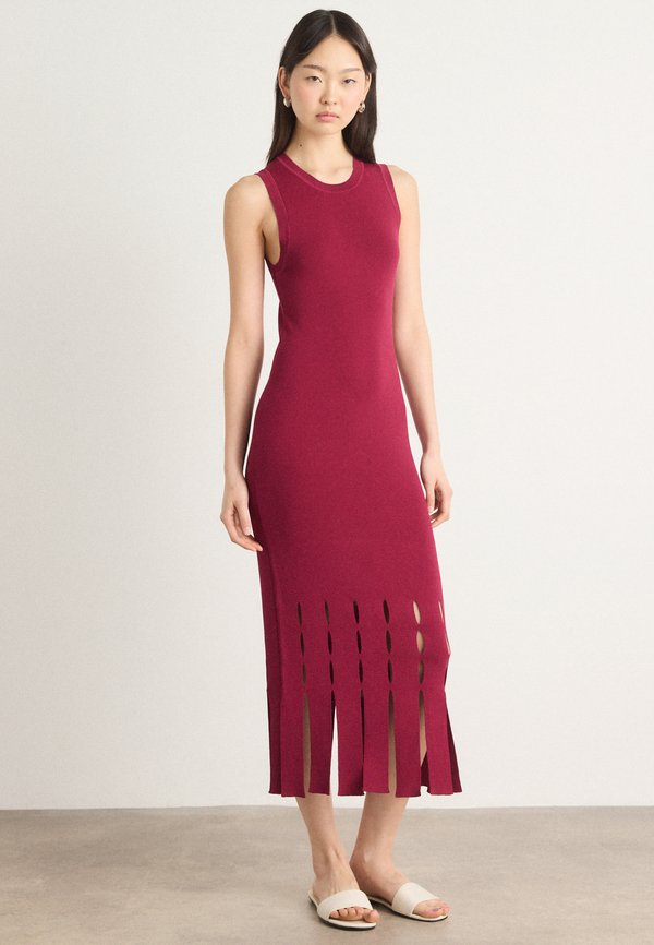 DRESS WITH FRINGE DETAIL - Jersey dress - beet