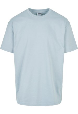 Ljusblå t-shirt med korta ärmar, gjord av mjuk bomull. Har en rund halsringning och en avslappnad passform utan synliga mönster eller dekorationer.