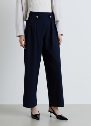 Calliope, PANTALONE LUNGO TINTA UNITA - Trousers - blu notte