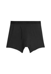 Boxer briefs neri realizzati in tessuto morbido, con una tasca sagomata e una vita elastica con marchio in rilievo. Texture liscia, vestibilità standard.