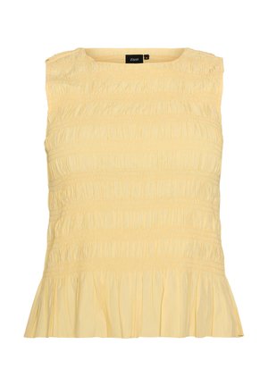 Zizzi, SMOCKTOP MIT U-BOOT-AUSSCHNITT UND PEPLUMSAUM - Blusa - gelb