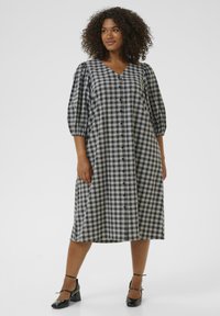 Kaffe Curve ELINA - Robe chemise - black grey check