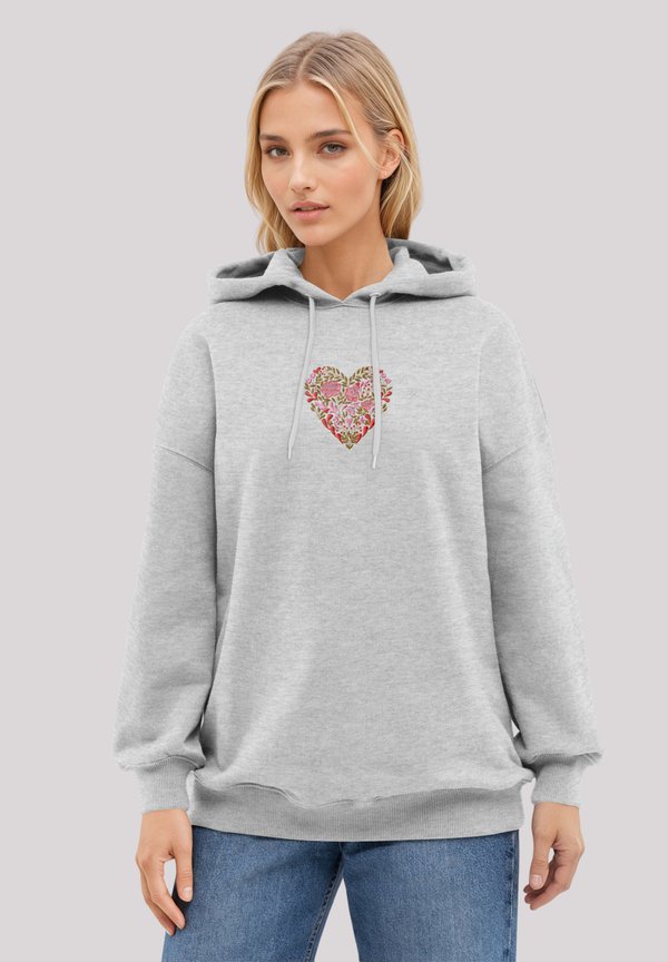 BLUMEN HERZ BESTICKT - Kapuzenpullover