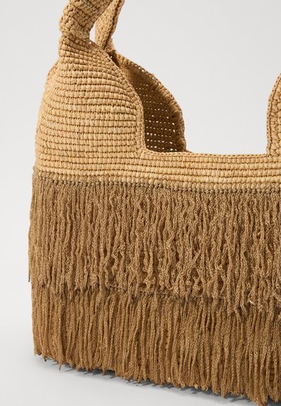 Sensi Studio FRINGED BEACH BASKET - Handtas - beige/camel