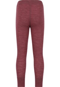 Bordeaux leggings van zacht, textuurvrij stof, met een aansluitend ontwerp en een naadloze tailleband. Halverwege de kuit met geribde manchetten.
