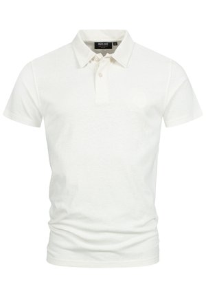 Weißes Polohemd aus Baumwolle, mit einer knopfgeschlossenen Leiste und einem dezenten Logo auf der Brust. Kurze Ärmel und ein klassisches Schnittdesign.