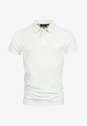 Weißes Polohemd aus Baumwolle, mit einer knopfgeschlossenen Leiste und einem dezenten Logo auf der Brust. Kurze Ärmel und ein klassisches Schnittdesign.