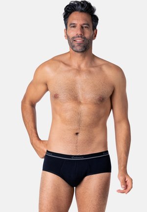 Caleçons noirs en coton avec une ceinture arborant un logo et des accents gris clair. Texture lisse, coupe ajustée, convient pour un usage quotidien.